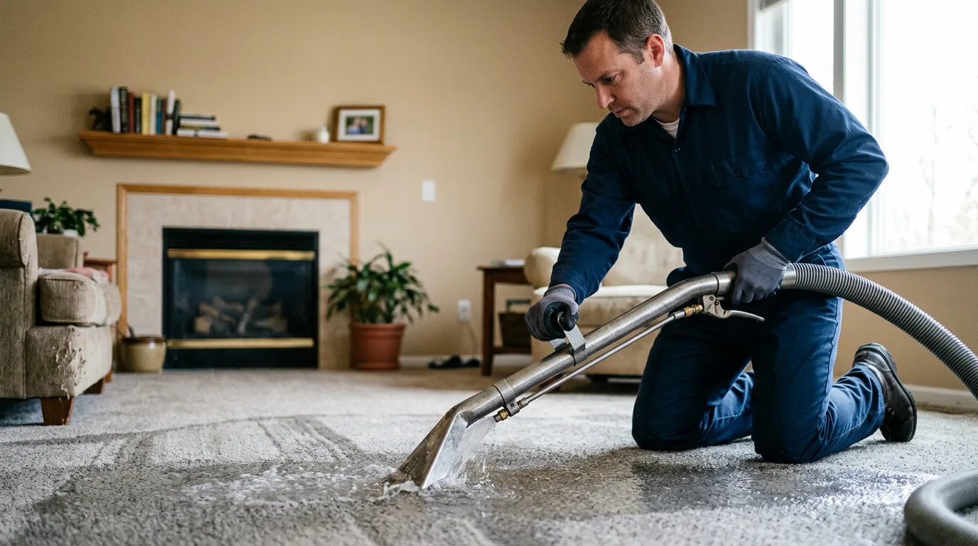 Water damage restoration technician working near Hettinger, ND